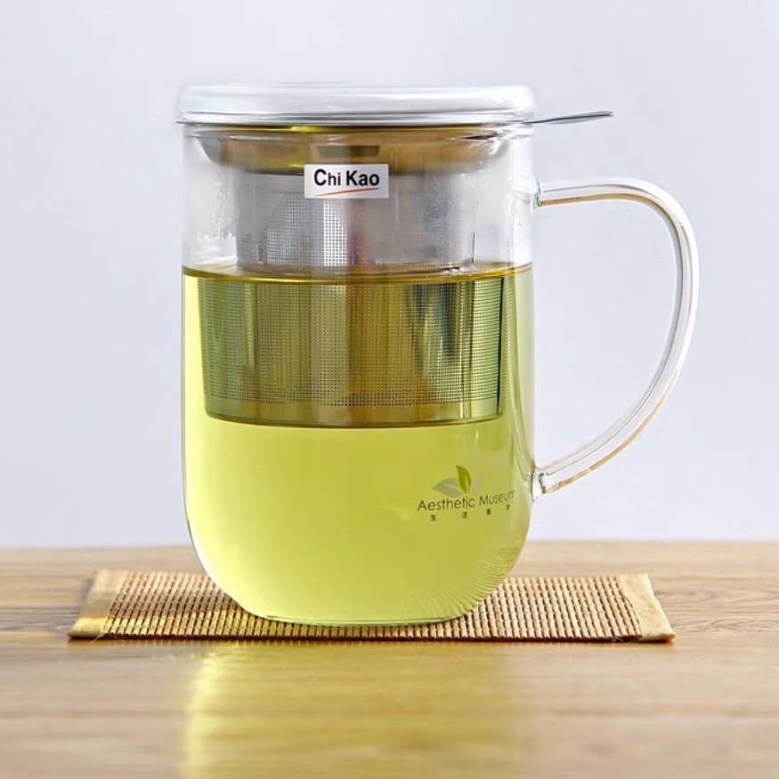 奇高玻璃杯不锈钢过滤茶杯带把办公室泡茶杯带盖男女创意茶杯套装