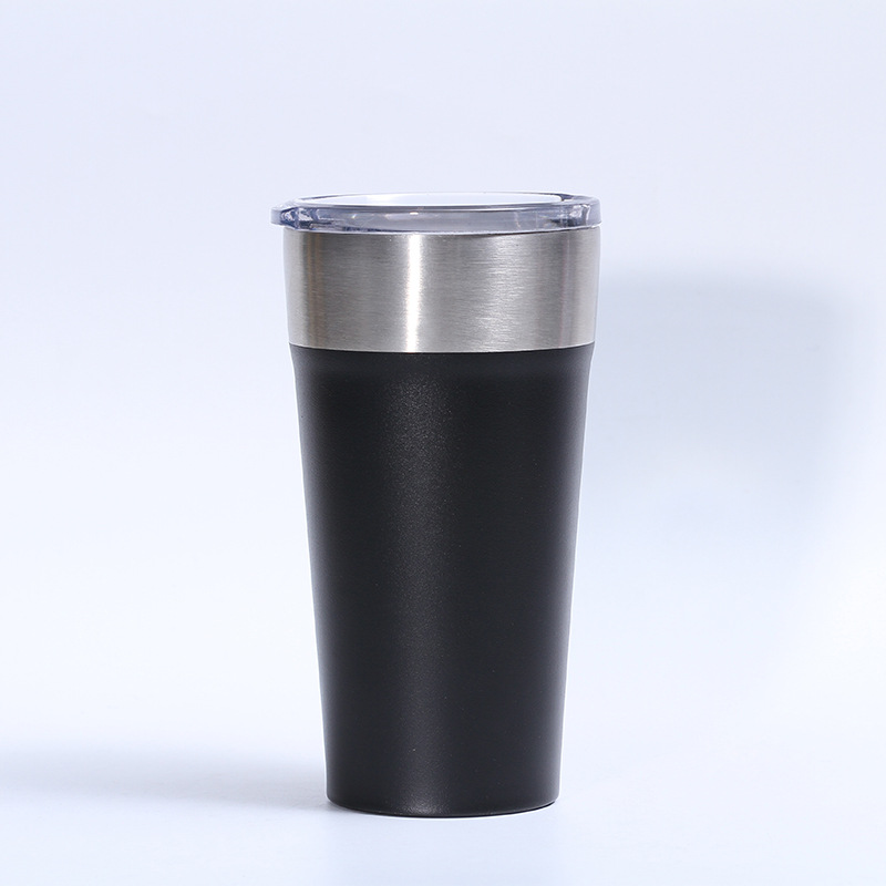 Nuevo 20oz taza de café de acero inoxidable cubierta transparente bebida directa taza de coche portátil de doble capa de vacío taza de café del coche