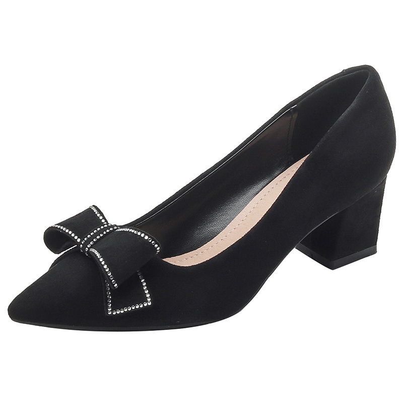 6688-10 Pointed Toe Thick Heel Flats for Women 2025 New Spring and Summer Shallow Mouth Versatile Suede Elegant Commuter High Heels 6688-10 Pointed Toe Thick Heel Flats for Women 2025 New Spring and Summer Shallow Mouth Versatile Suede Elegant Commuter High Heels