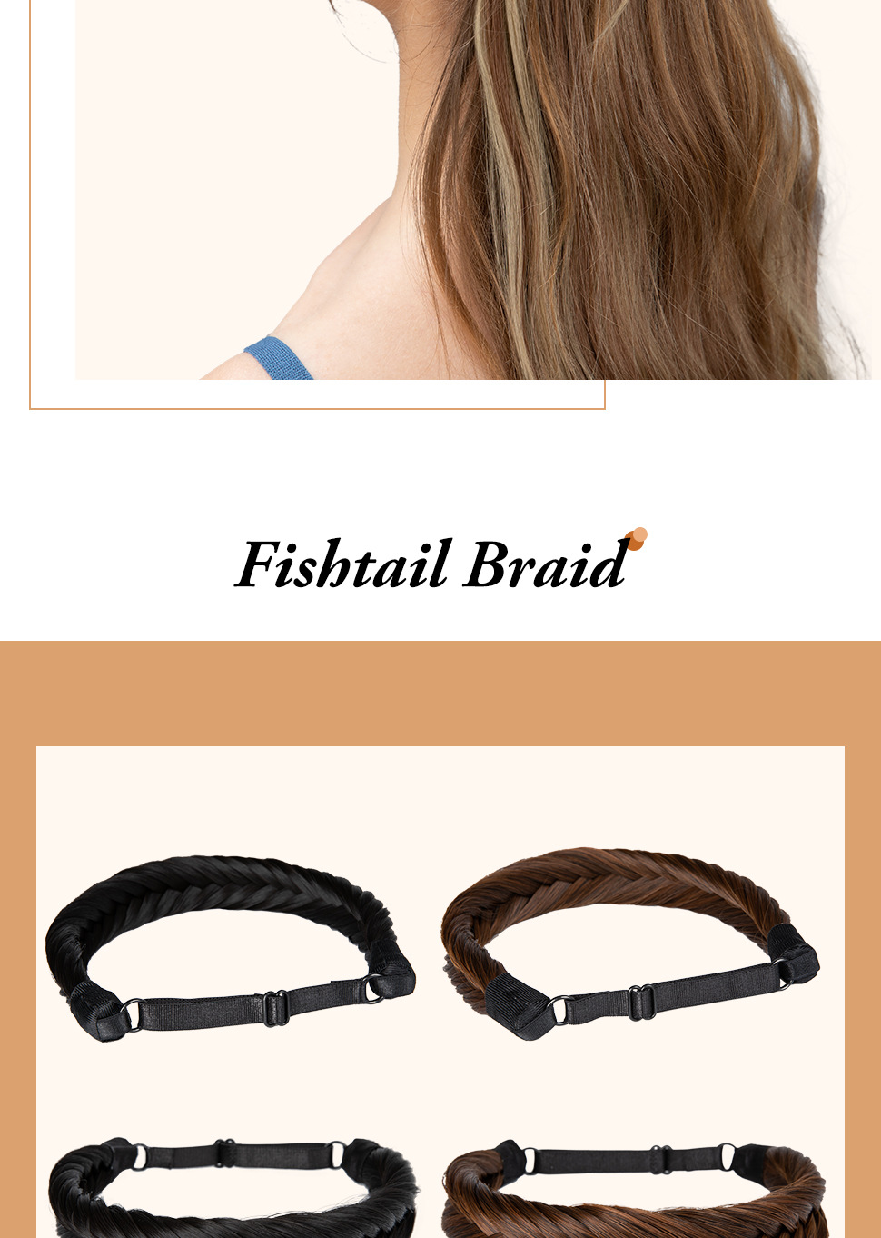 Peruka z włosów syntetycznych Ręcznie tkana trzypasmowa peruka typu fishbone Nakrycie głowy Smażone ciasto Skręty Warkocz Naturalna opaska do włosów_voghion.com
