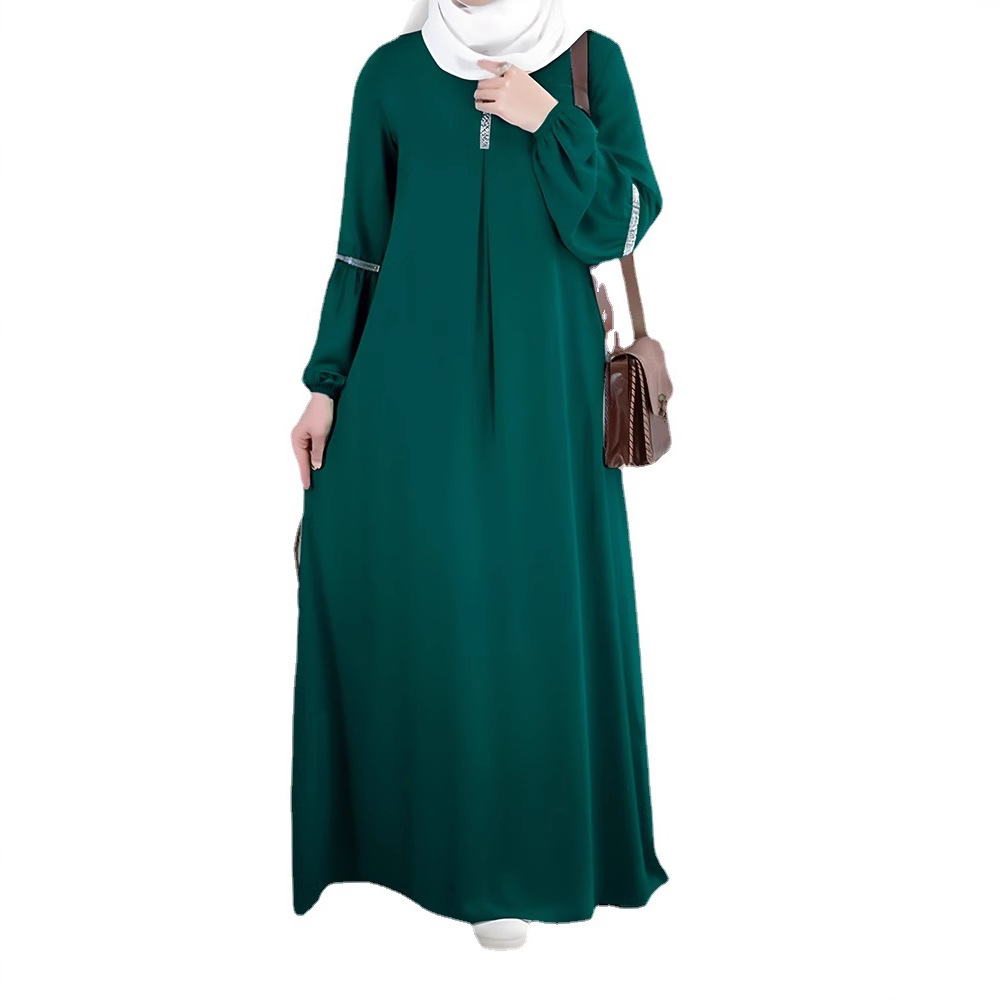 New Middle Eastern Abaya: Arabic Fashion Long-Sleeve Abaya Dress, Casual Sequined Sundress Clothing_ecoleips.com