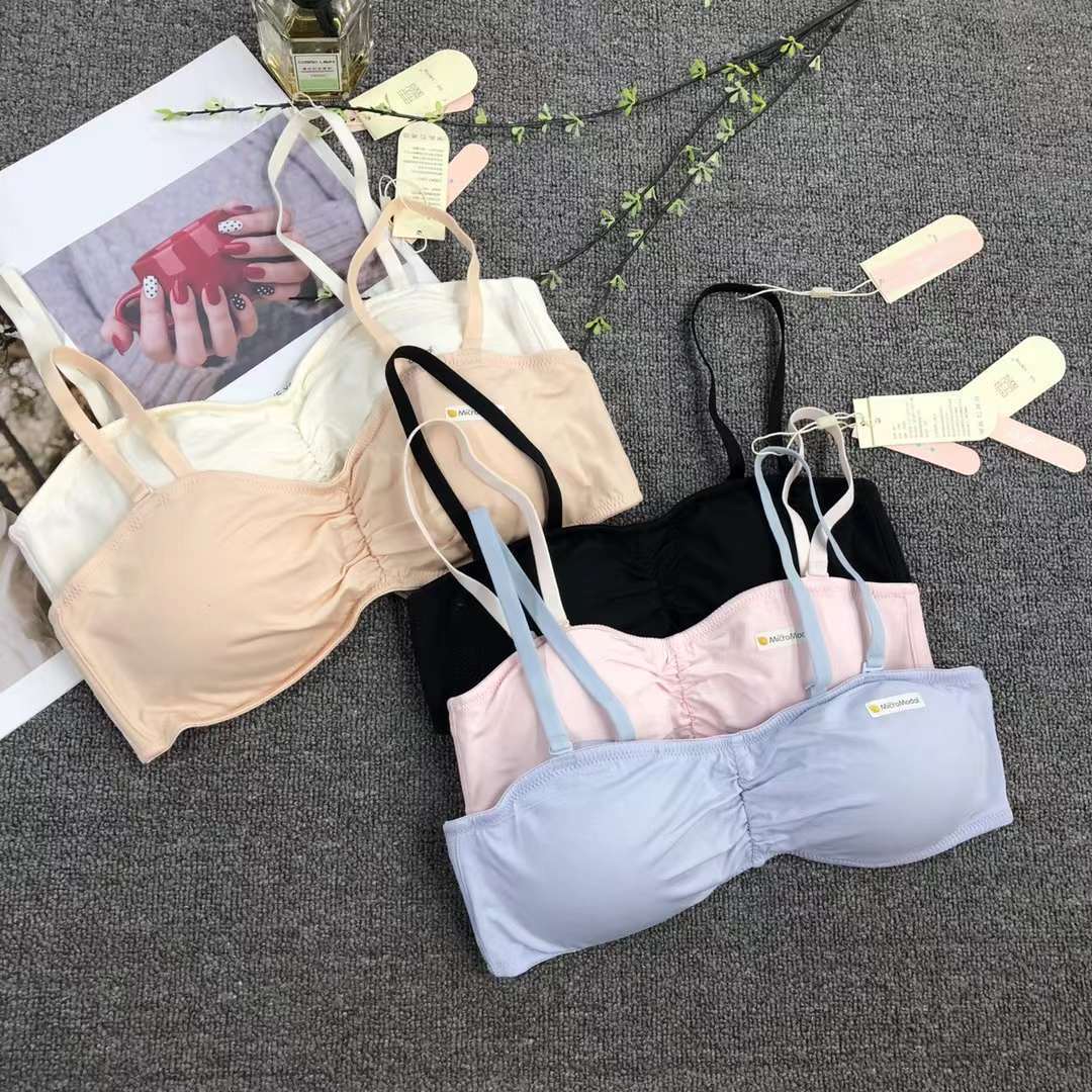 La celebridad en línea de látex en vivo ropa interior deportiva chica de una pieza sin costuras sujetador sin anillo de acero letras contraste color sujetador fino