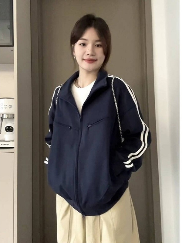 山东即墨卫衣女2025秋季新款小个子慵懒风穿搭韩系双杠外套棒球服|undefined