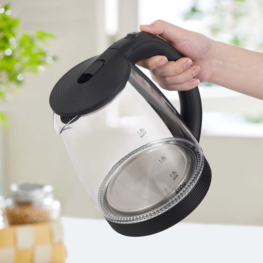 Winningstar 1.8L cuerpo de olla de vidrio de borosilicato alto control de temperatura de oro doble hervidor eléctrico de aislamiento de agua hirviendo para el hogar