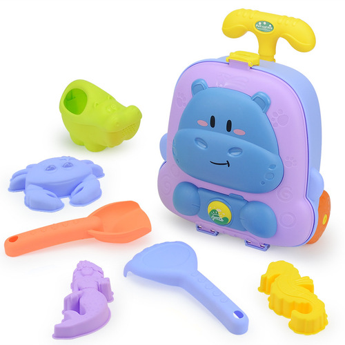 New Product Pull-along Sand Bucket and shovel Toys for Beach Sand Play, 8-Piece Suitcase Set with Baby Shower Outdoor Water Play Toys