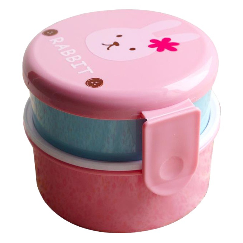 Caja de almuerzo japonesa caja de almuerzo redonda de plástico de dibujos animados Mini caja de almuerzo Bangduo horno de microondas para niños