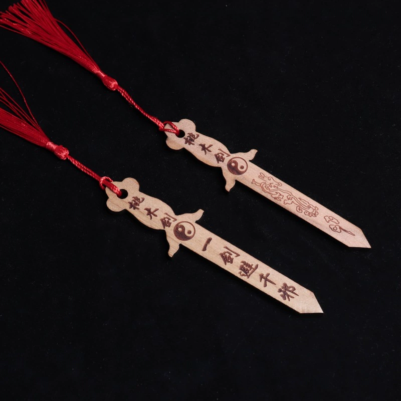 Грань Wenxuan Pavilion Peach Mao Tuki Sword Sword Small Small Ax Trumpet Tao Mu Sword Hanging Jewelry Baby Peach Wood Sword