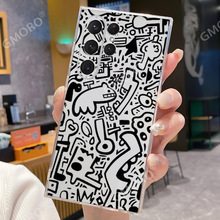 卡通涂鸦手机三星S23透明软壳S24ultra镜头全包保护套S25时尚代发