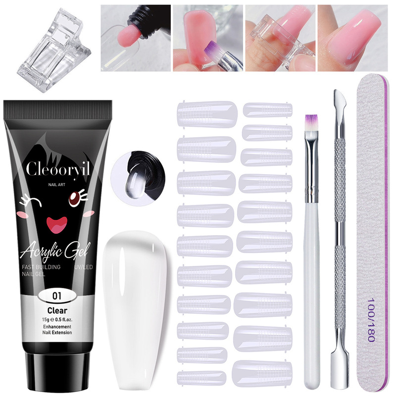 Cross-Border Manicure Tool Set 15ml Extension Glue 6-Piece Set Full Set of Nail Polish Base Glue Cheap