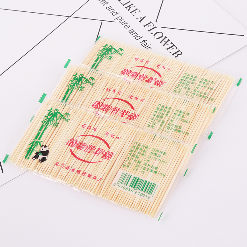 Natural Bamboo Double-Headed Disposable Bamboo Toothpicks for Home, Commercial, and Hotel Use, Individually Packaged by the Manufacturer
