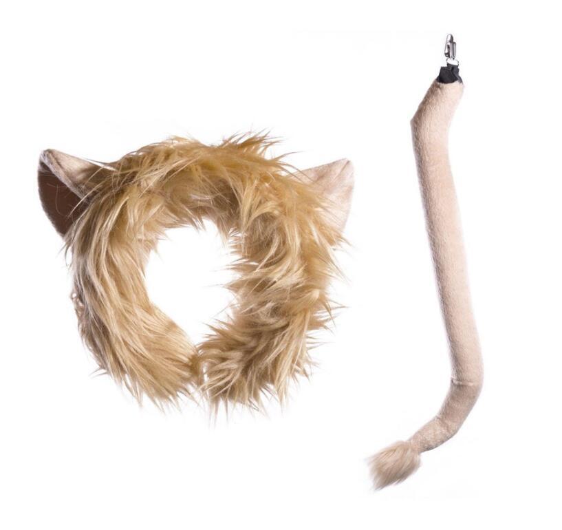 Halloween Cosplay Set di orecchie e coda di animali leone mucca giraffa procione cerchietto coda accessori per capelli copricapo fatto a mano pezzo unico_voghion.com