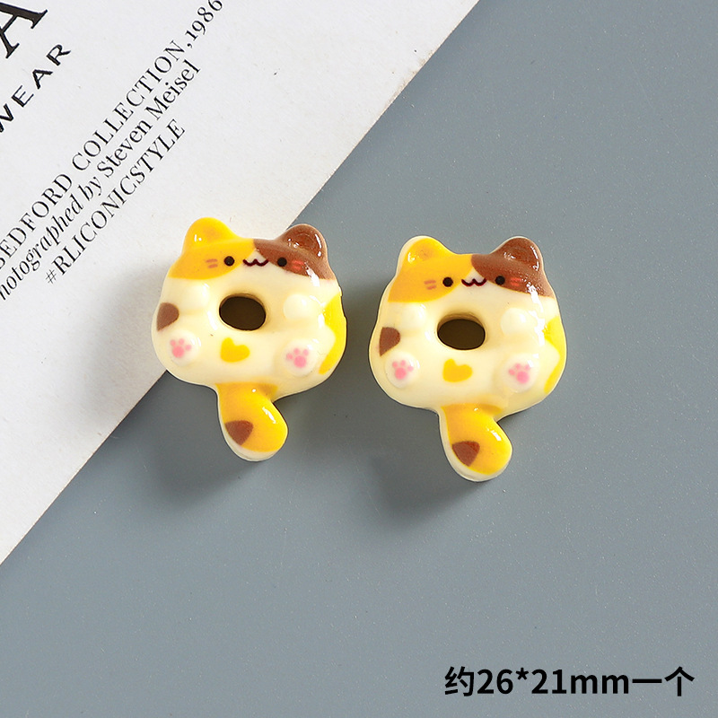 漫画かわいい子猫ドーナツクリーム接着剤 diy 携帯電話ケースヘアピン冷蔵庫マグネット手作り樹脂ジュエリーアクセサリー|undefined
