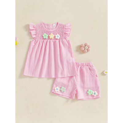 2026秋冬跨境外贸新款装3D花朵罩衫飞袖娃娃衫