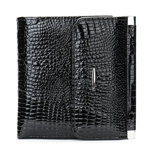 Marunte patent leather wallet women's niche design girls' wallet short style high-end wallet wallet genuine leather coin purse