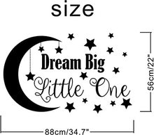 精雕Dream Big Little One月亮星星pvc牆貼 客廳卧室裝飾貼紙批發