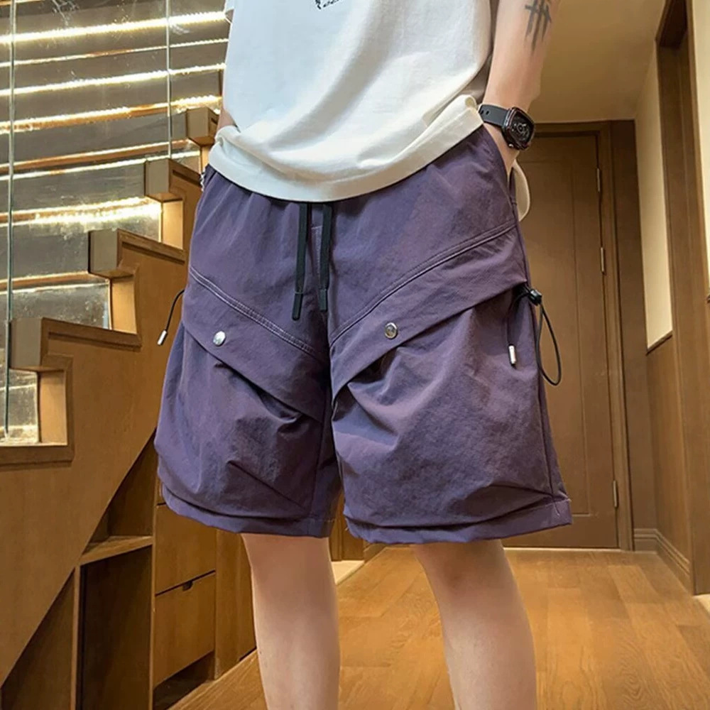 Men's Summer Cargo Shorts Trendy High Street Style Large Pockets Sporty High End Casual Five Point Pants_viptrois.com