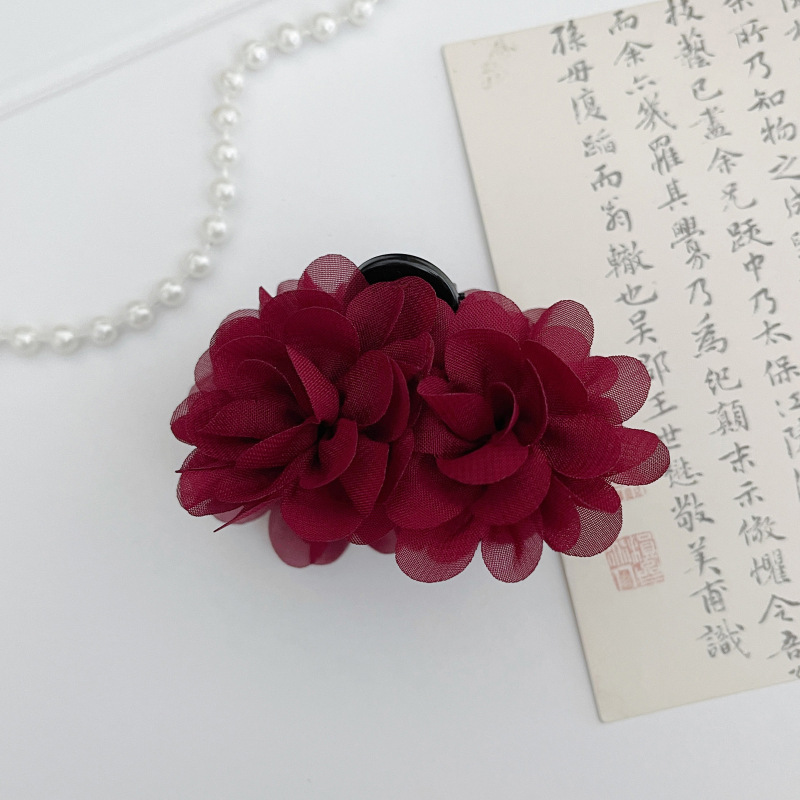 玫瑰簪花朵抓夹女2025新款抓夹小号鲨鱼夹刘海夹低扎马尾夹子头饰|undefined