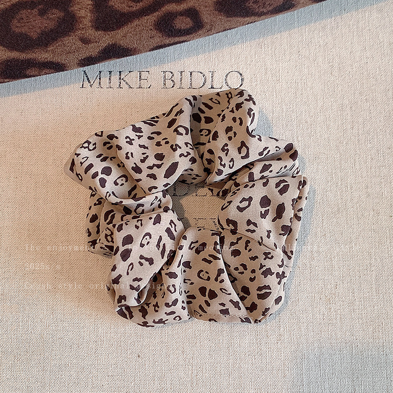 Otoño y invierno de 2025 nuevo anillo de pelo de leopardo de alta elasticidad, bolas de cabello, cuerdas de cabello sueltas, correa de goma grande