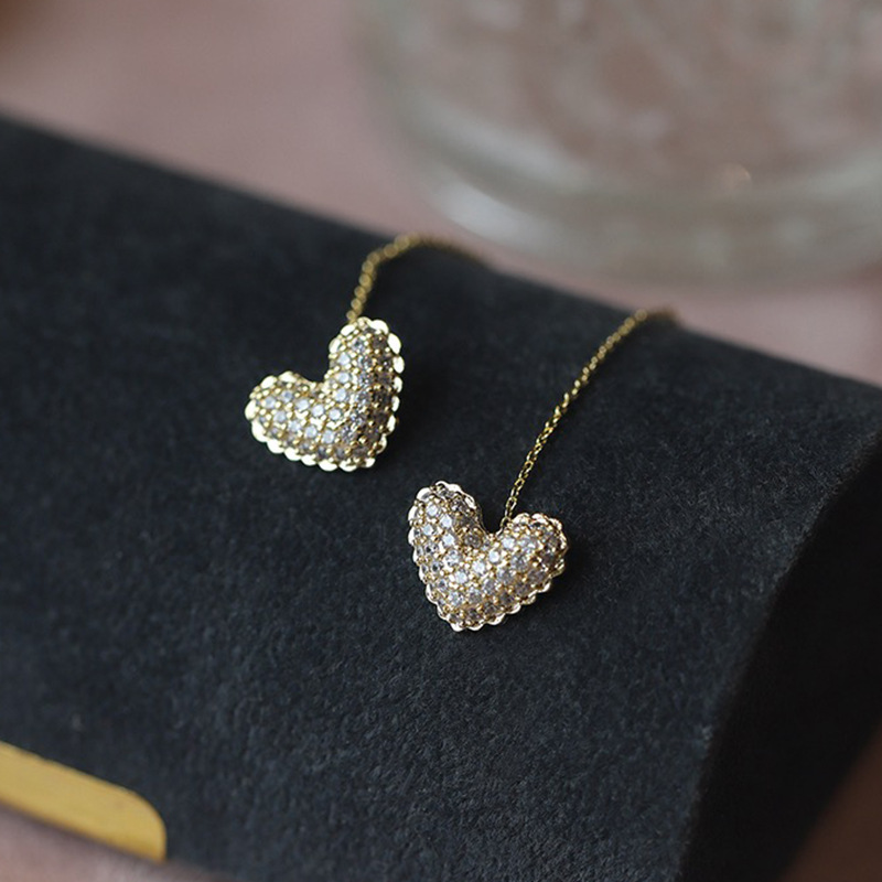 1 Pair Elegant Sweet Heart Shape Plating Copper Gold Plated Drop Earrings display picture 5