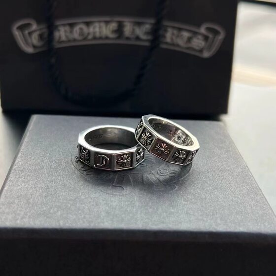 CROTA Vintage Square Cross Flower Ring for Men and Women Gothic Style Personality Hip-Hop Cross