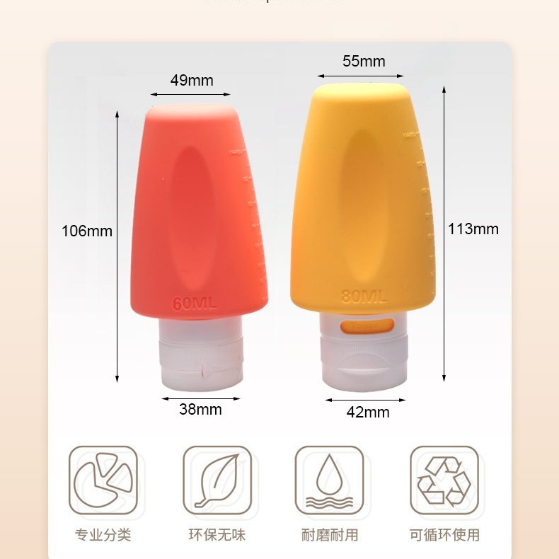 Traje de sub-botella de silicona de grado alimenticio suave botella de loción champú desinfectante de manos cosméticos de viaje sub-botella de vacío
