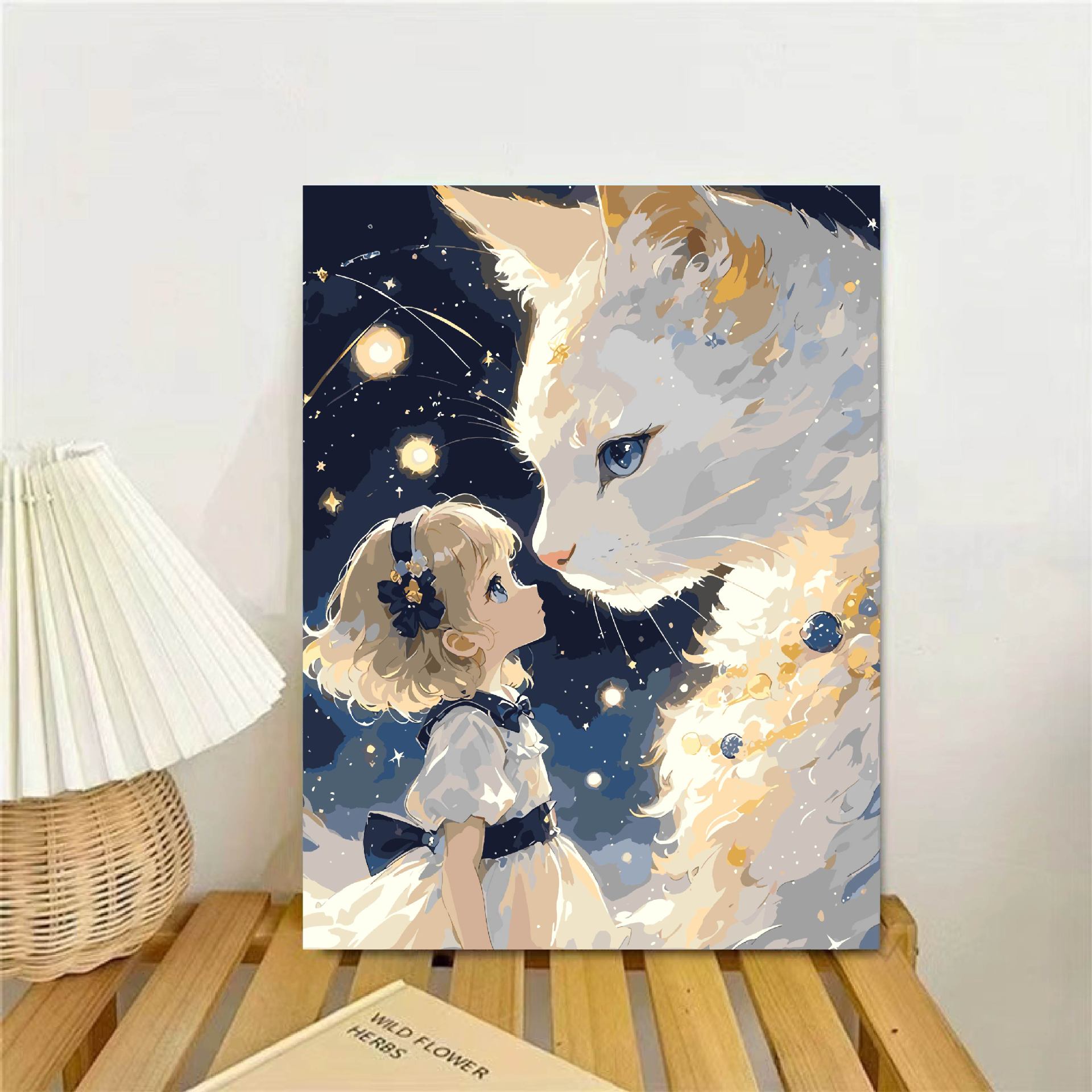 Gato chica pintura al óleo digital diy2025 nuevo sistema de curación para aliviar el aburrimiento pintado a mano relleno de pintura al óleo acrílico
