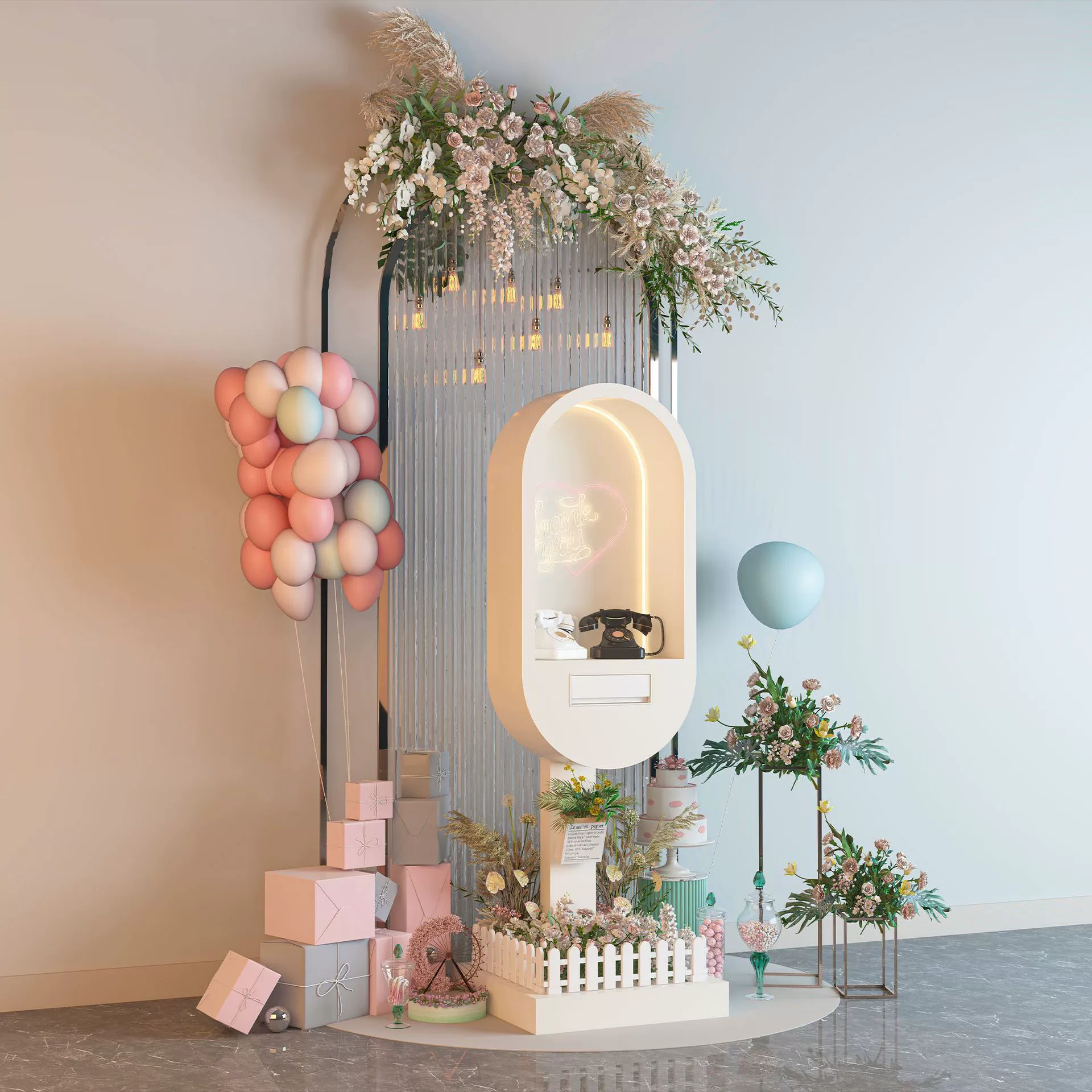 Ретро-телефонная будка из кованого железа для свадеб, аудиодомофон, книга пожеланий, для улицы и помещений, беспроводная, декоративная, с LED-подсветкой