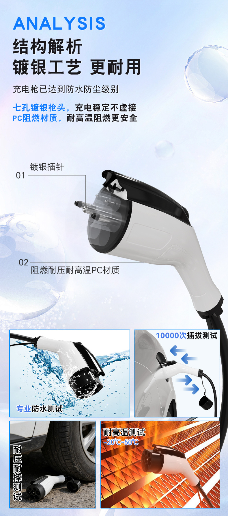 National Standard Charging Gun Head Extension Cable for New Energy Vehicles 16/32A Household Charging Gun Slow Charging Gun Head Extension Cable