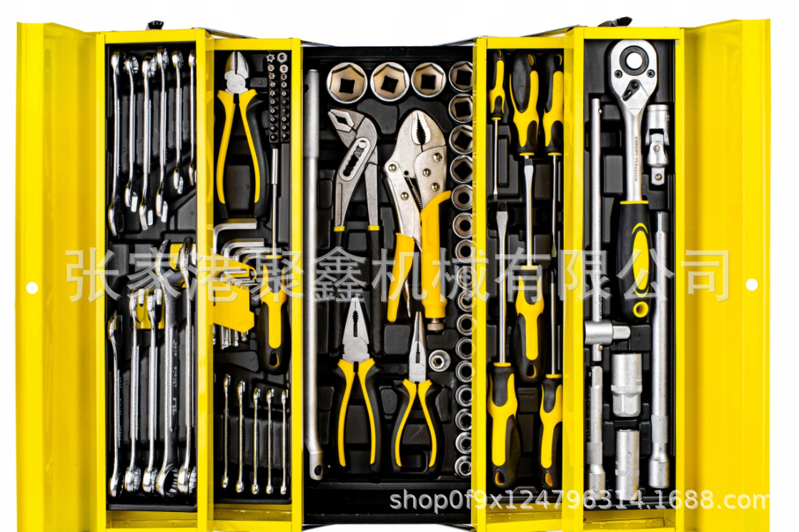 86件套组套工具套装组合工具86PCS机修成套工具手提铁皮工具箱