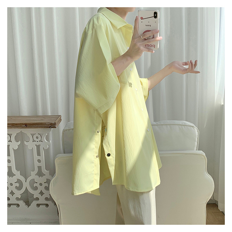 Camisa de estilo VIBE camisa de diseño juvenil de marca de moda para hombre camisa de estilo novio francés de manga 3/4 sin género