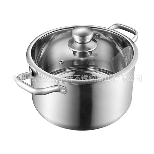 304 Thickened Double-Bottom Stainless Steel Milk Pan with Single Handle and Dual Ears for Induction Cooktop, Household Pot, Opening Activity Gift Pot