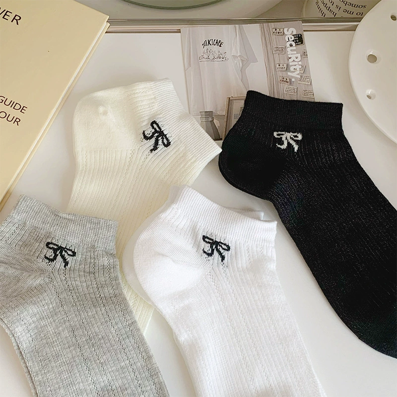 Breathable summer thin knee socks with bow