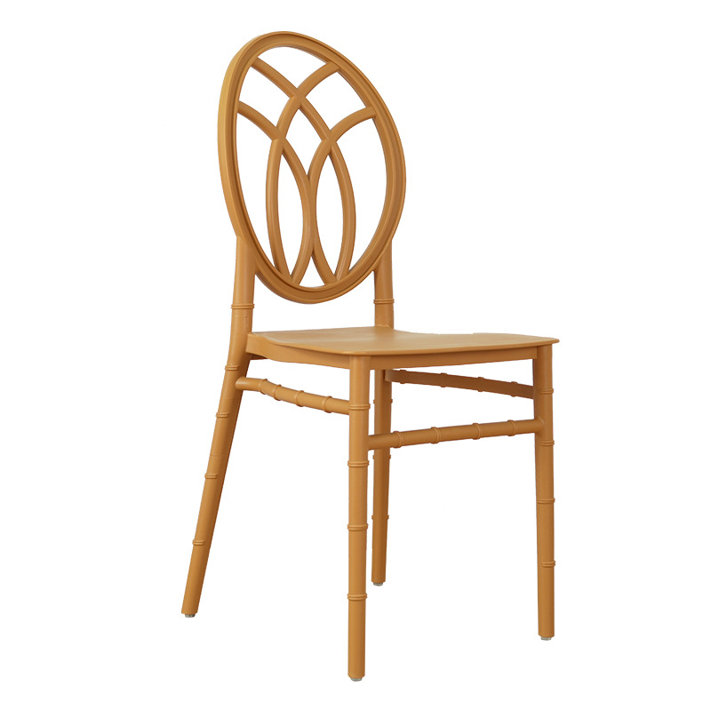 Fábrica fuente de plástico nórdico silla de bambú césped al aire libre tema de boda silla de banquete hotel PP silla de comedor