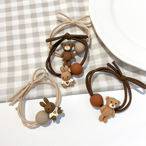 Bear headband Korean ins girl heart hair band Mori girl elastic hair tie rubber band adult cute headdress for women