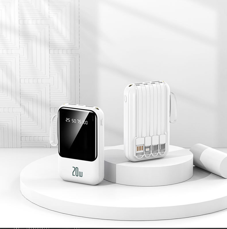 Powerbank großer Kapazität Schnellladen 20000mAh mit integriertem Kabel kompakt tragbar mobile Stromquelle Geschenkdruck mit Logo