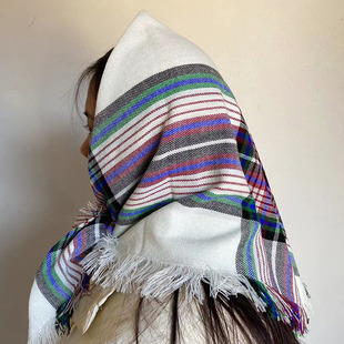 Square Head Scarf for Women Rural Women Square Scarf for the Elderly Knitted Baotou Grandma Warm Middle-Aged and Elderly Performance Scarf Handmade