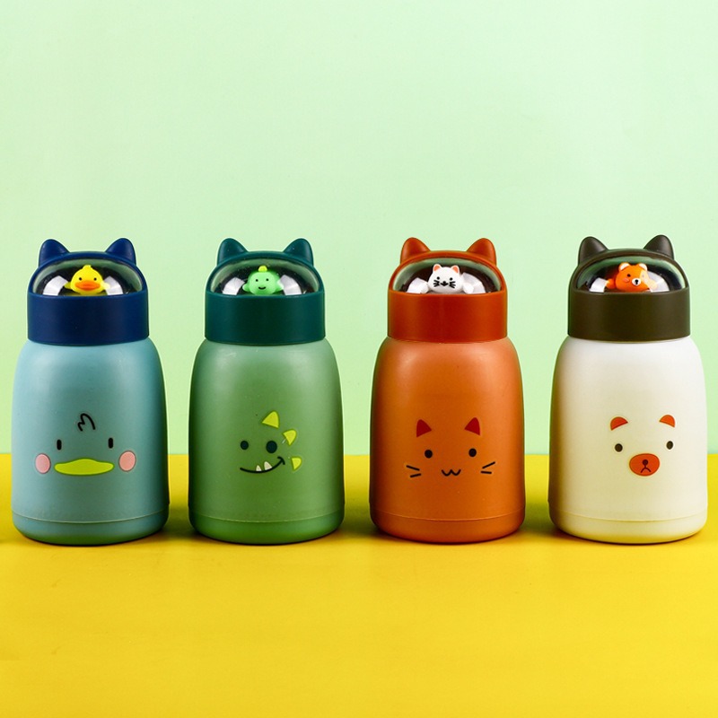 Tazas de agua encantadoras para niños, tazas de vidrio de dibujos animados de doble capa, tazas de agua para estudiantes, tazas de regalo de inauguración, tazas bonitas