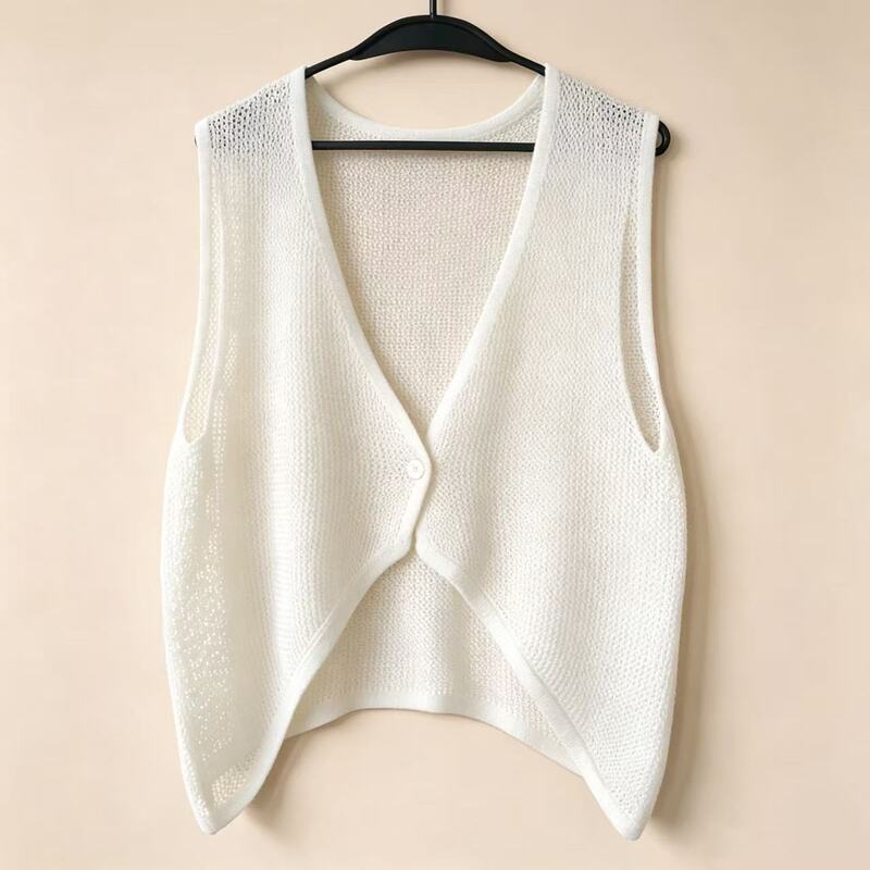 Summer Short V-Neck Knitted Vest for Women, 2026 New Style, Thin Breathable Sleeveless Vest for Outerwear Summer Short V-Neck Knitted Vest for Women, 2026 New Style, Thin Breathable Sleeveless Vest for Outerwear