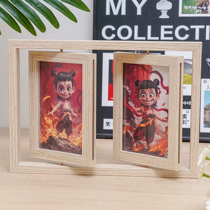 Creative Wooden Rotating Double-Sided Photo Frame Ornament for Couples 6inch 7inch Degree Three-Dimensional Desktop Display Frame 360 Degrees Creative Wooden Rotating Double-Sided Photo Frame Ornament for Couples 6inch 7inch Degree Three-Dimensional Desktop Display Frame 360 Degrees