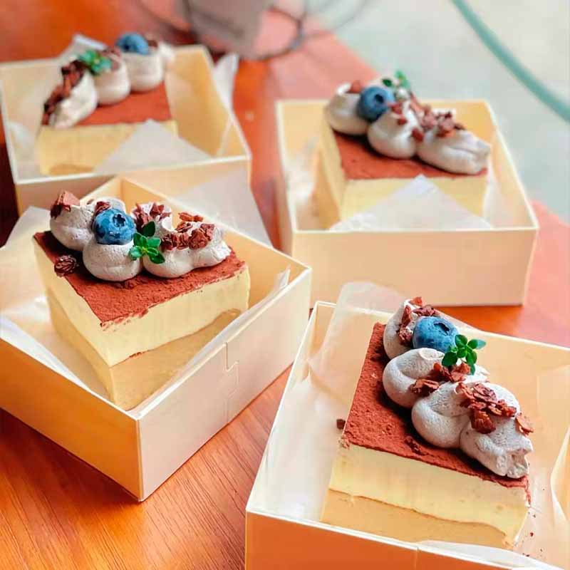 4寸提拉米苏木盒奶盖蛋糕脆皮泡芙雪媚娘三明治打包盒正长方烘焙