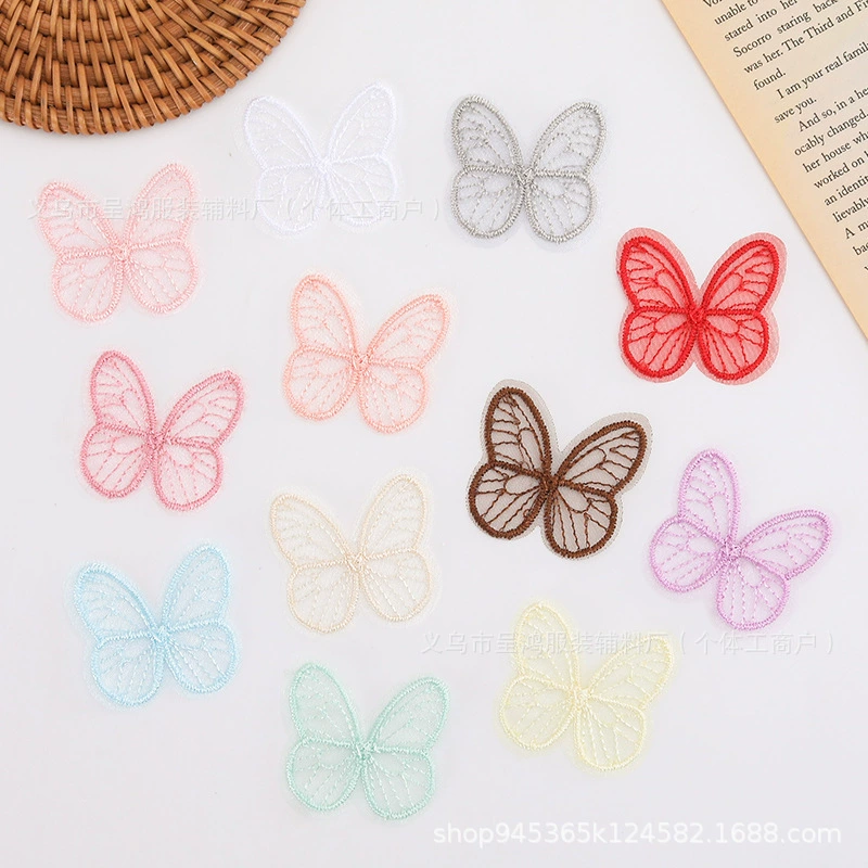 Новая органза, вышивка бабочкой, ювелирные изделия «сделай сам», ручная заколка для волос, аксессуары для одежды, нашивка, нашивка в национальном стиле, аксессуары династии Хань