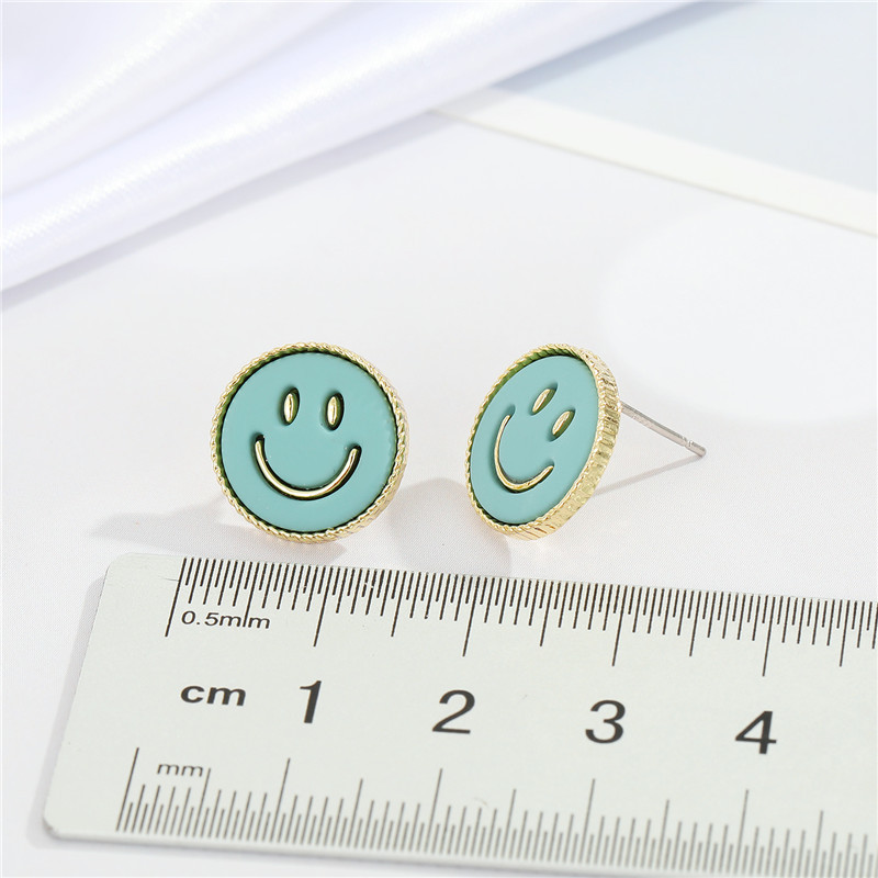 Shuo Europe And America Cross Border New Accessories Personalized Fashion Smiley Stud Earrings Creative Simple Temperament Eardrops Earrings For Women display picture 2
