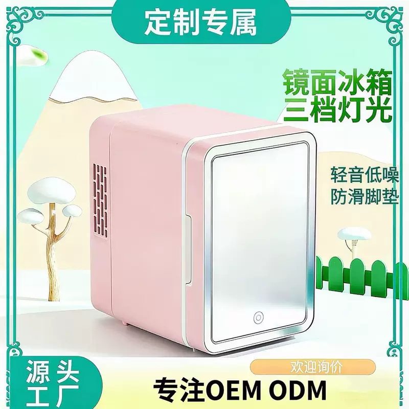 Small cooled fridge cart for car, 12v, mirror effect