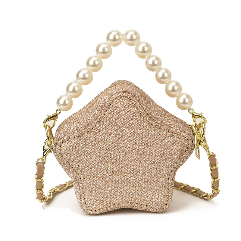 Estrella de cinco puntas estilo extranjero, bolsos de hombro para hombres y mujeres, bolsos de moda, mini bolsos de perlas coreanos, bolsos para niños