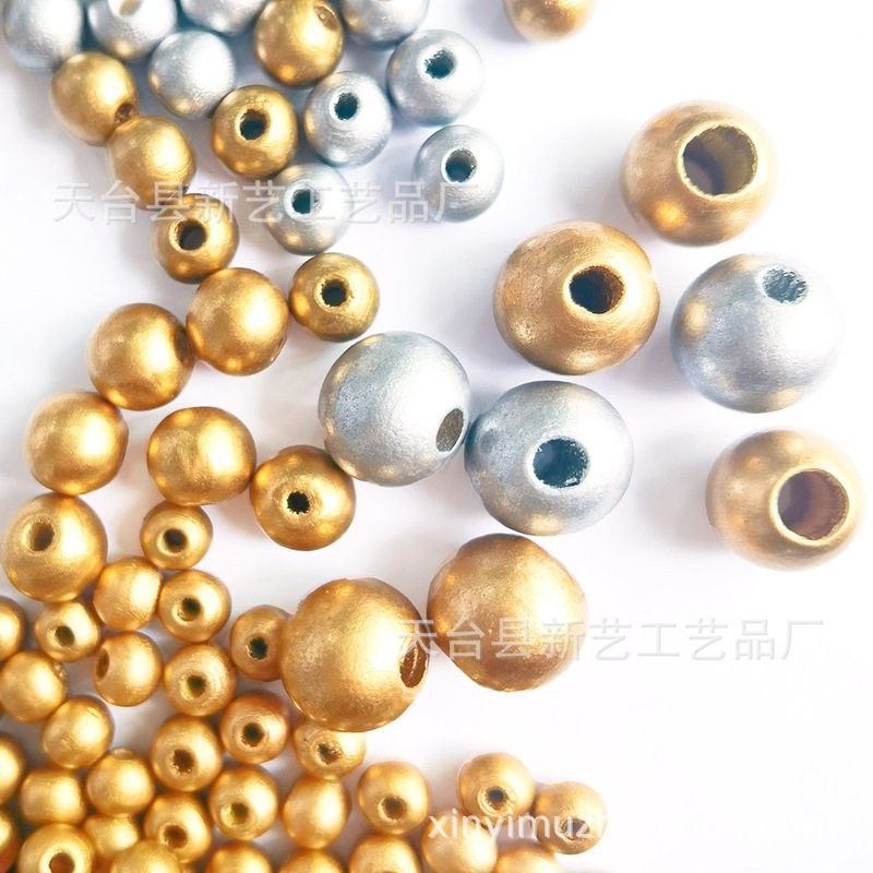 Golden silver environmental protection wooden beads 6-30mm handmade beaded loose beads lotus round beads diy wood jewelry accessories Golden silver environmental protection wooden beads 6-30mm handmade beaded loose beads lotus round beads diy wood jewelry accessories