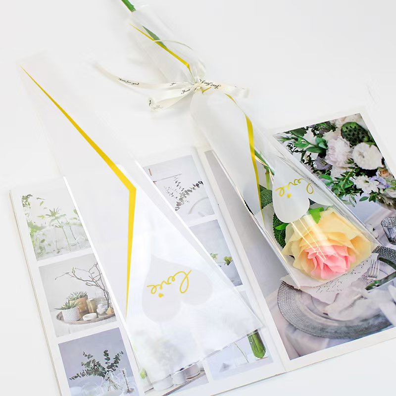 Día del maestro corona sola bolsa Rosa bolsa de embalaje ramo triángulo bolsa tienda de flores flor floral material de embalaje al por mayor