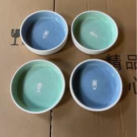现货批发陶瓷宠物碗平底直身防滑狗碗猫碗食具水碗狗粮碗宠物餐盘