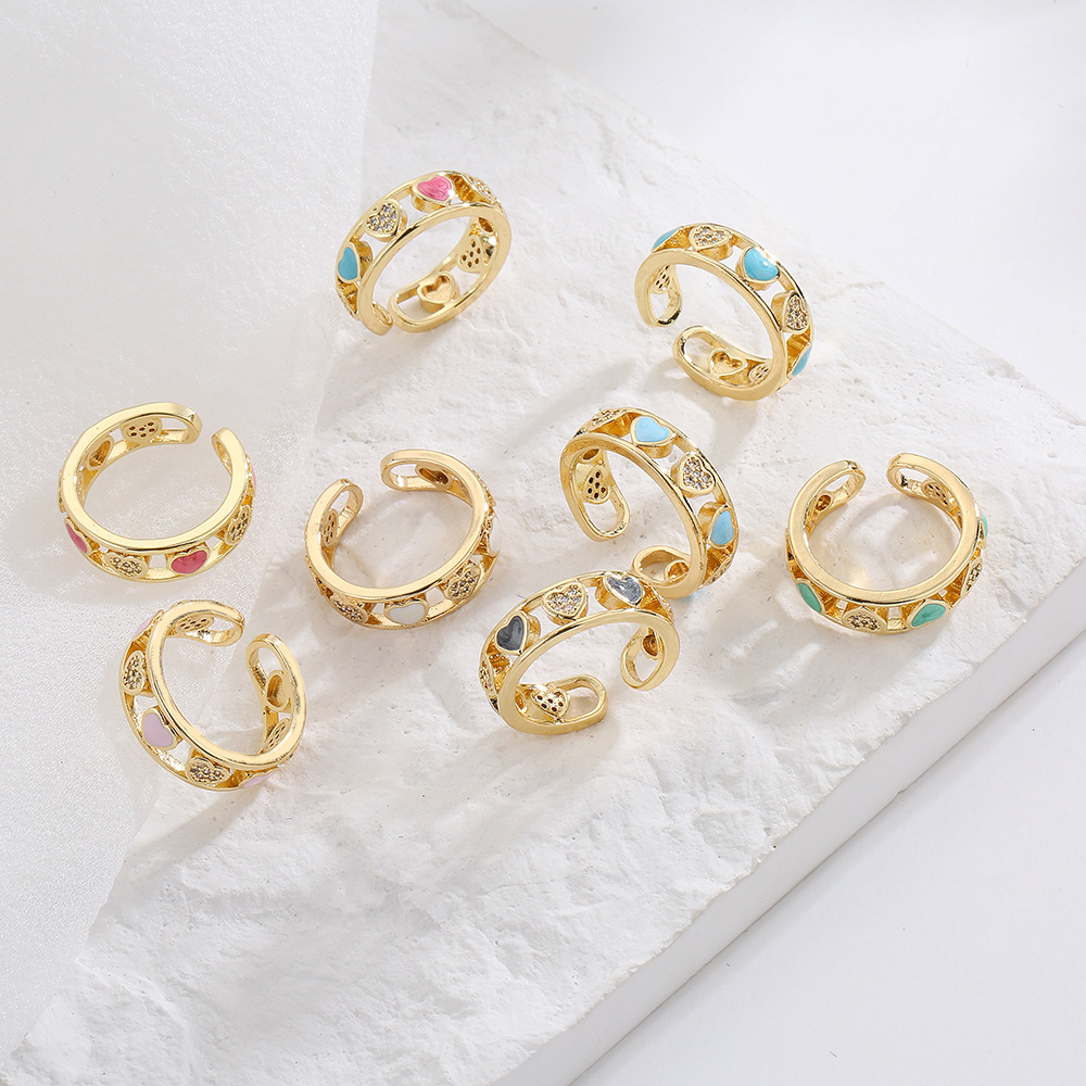 Fashion Geometric Copper Inlay Zircon Open Ring 1 Piece