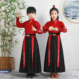 汉服男女童小学生国学服古装襦裙中国风书童三字经儿童合唱演出服
