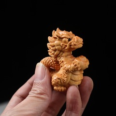 Huangyang Wood Dragon Year Creative Carved Craft Ornament, Decorative Collectible, Playable Handheld Cute Zodiac Animal Figurine